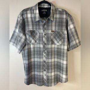 Orvis Men's XL Short Sleeve Classic Collection Button Up Shirt Gray Plaid